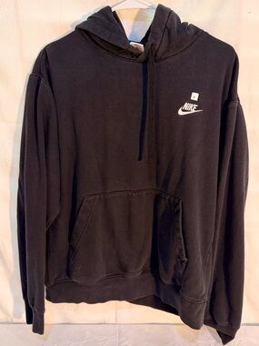Nike Unisex/Mens Black Hoodie with White Logo M T0022
